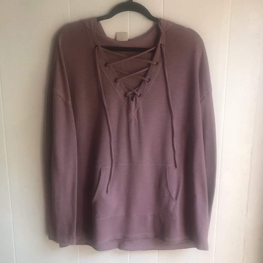 Casual Mauve Throwover Hoodie
